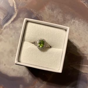 Peridot and white sapphire ring